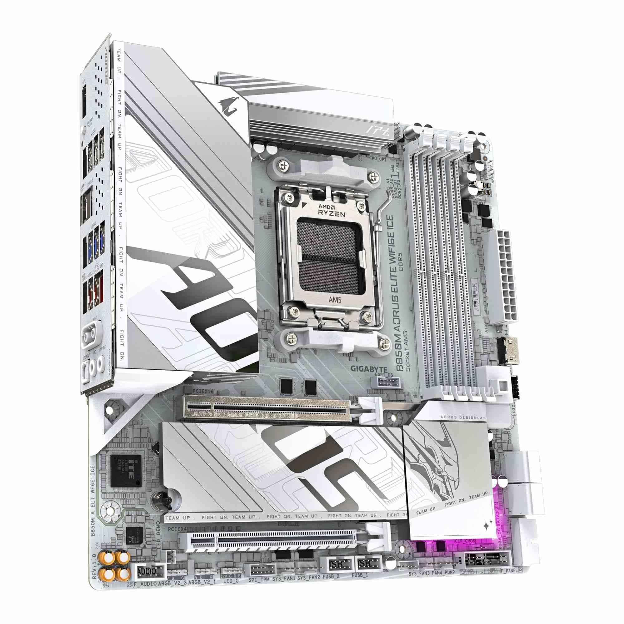 Płyta Gigabyte B850M A ELT WF6E ICE /AMD B850/DDR5/SATA3/M.2/USB3.2/PCIE5.0/WiFi/BT/AM5/M-ATX - obrazek 2