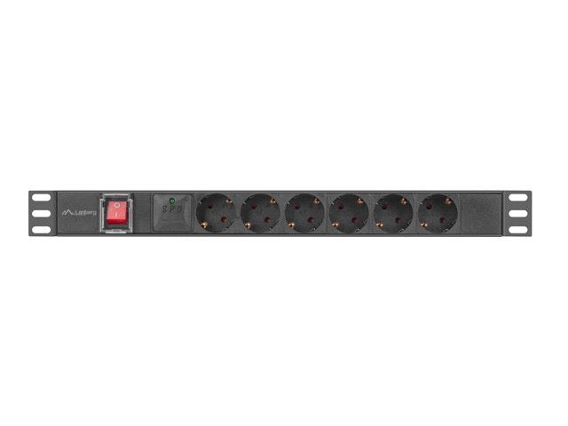 Listwa zasilająca Lanberg Rack PDU 19"1U 16A 6x 230V Schuko 2m Czarna - obrazek 7