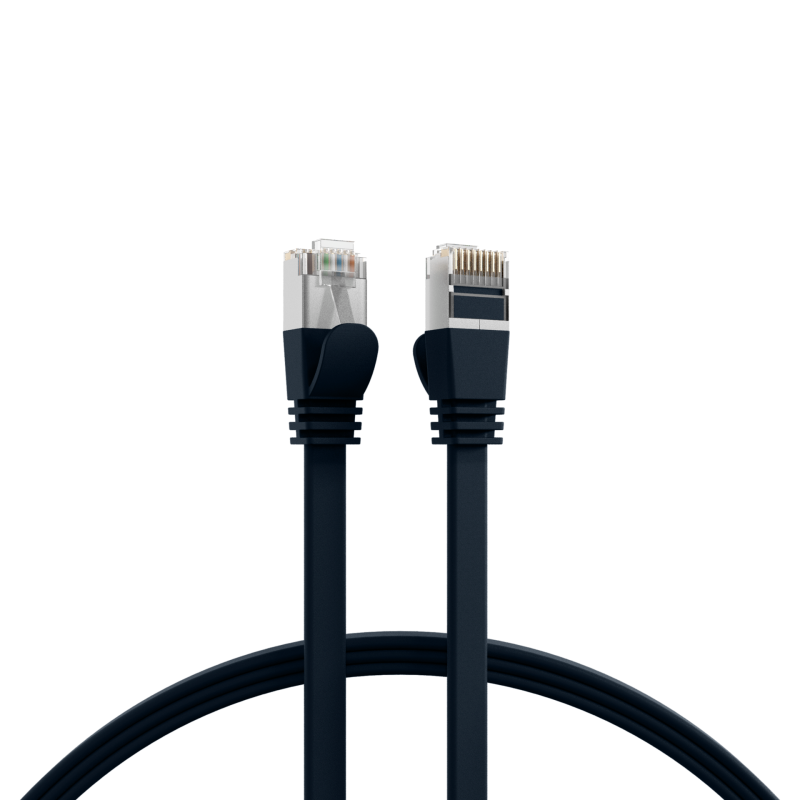 Patchcord flat Cat6a UFTP 1M 100% Cu czarny