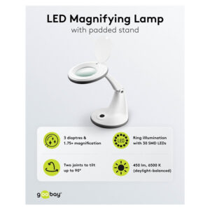 Lupa stojąca 100mm 1,75x podświetlana z lampą LED 450lm 6W