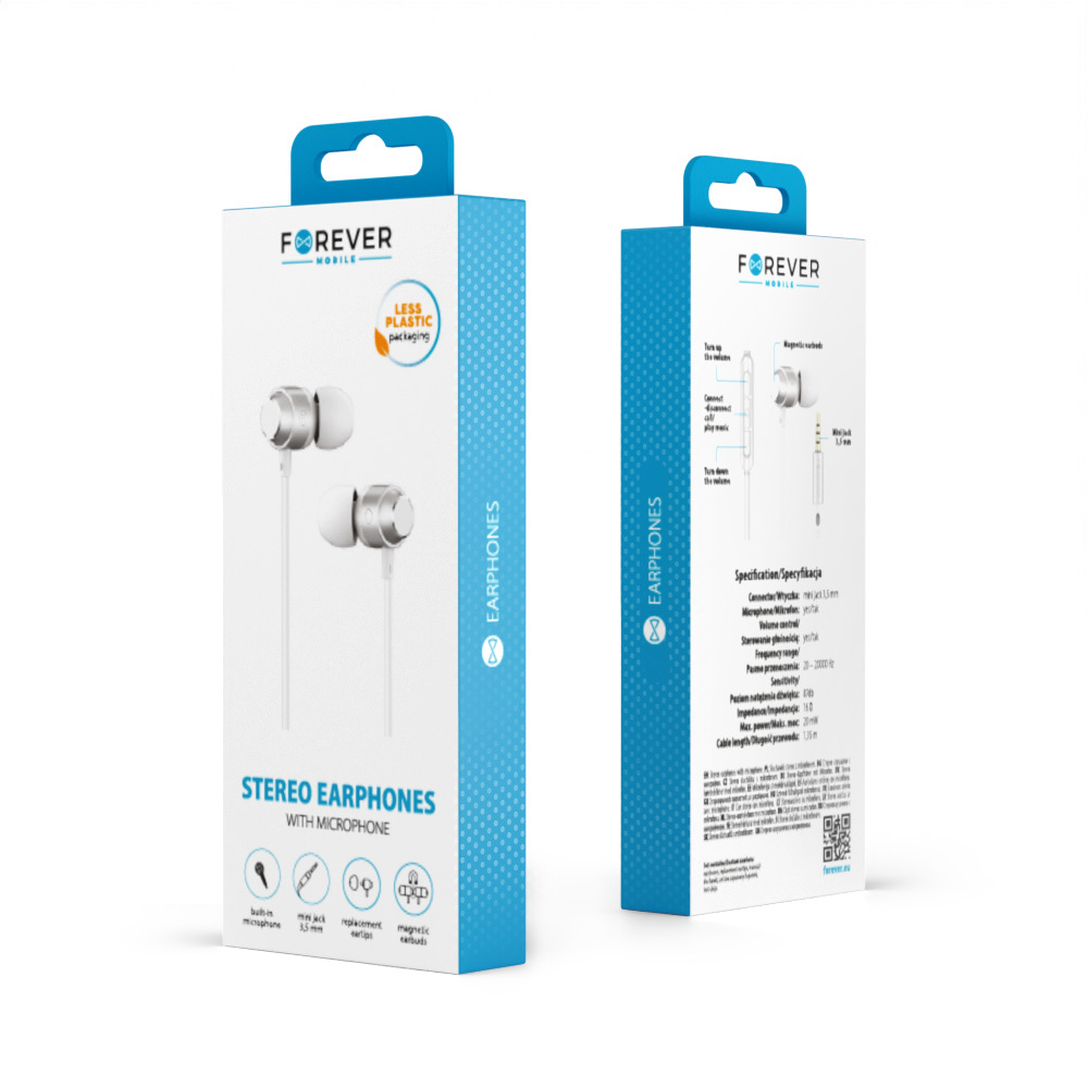 Forever słuchawki przewodowe EP-01 dokanałowe jack 3,5mm białe - obrazek 7