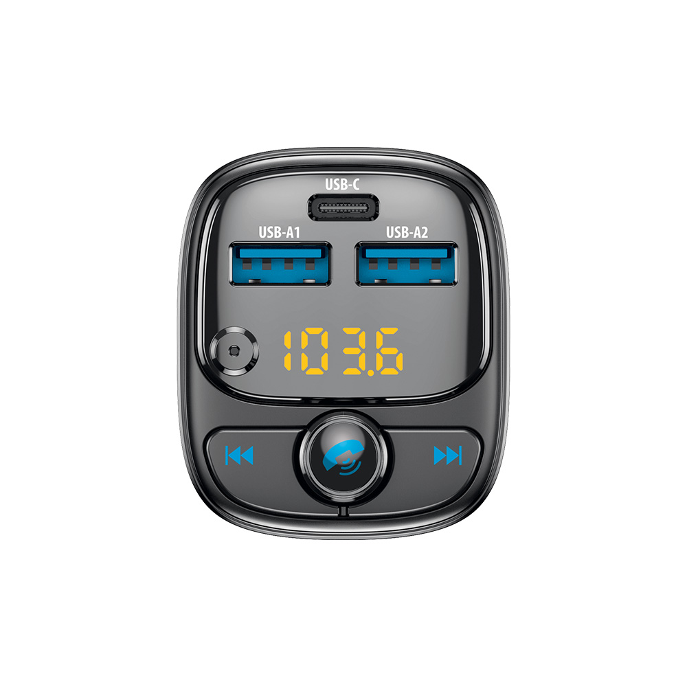 Forever transmiter FM Bluetooth 2 x USB-A 1 x USB-C PD 30W TR-370 czarny - obrazek 3