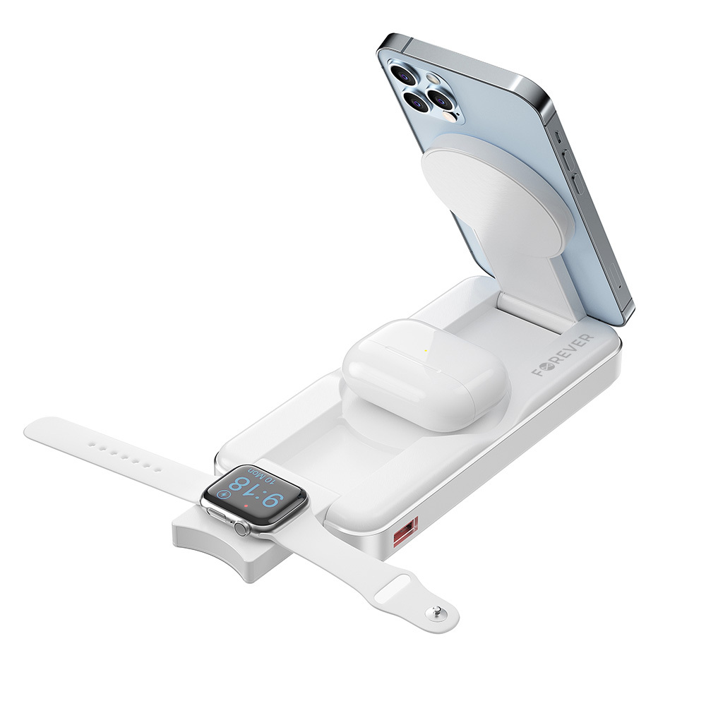 Forever power bank bezprzewodowy MATB-300 10000 mAh 3w1 biały - obrazek 5