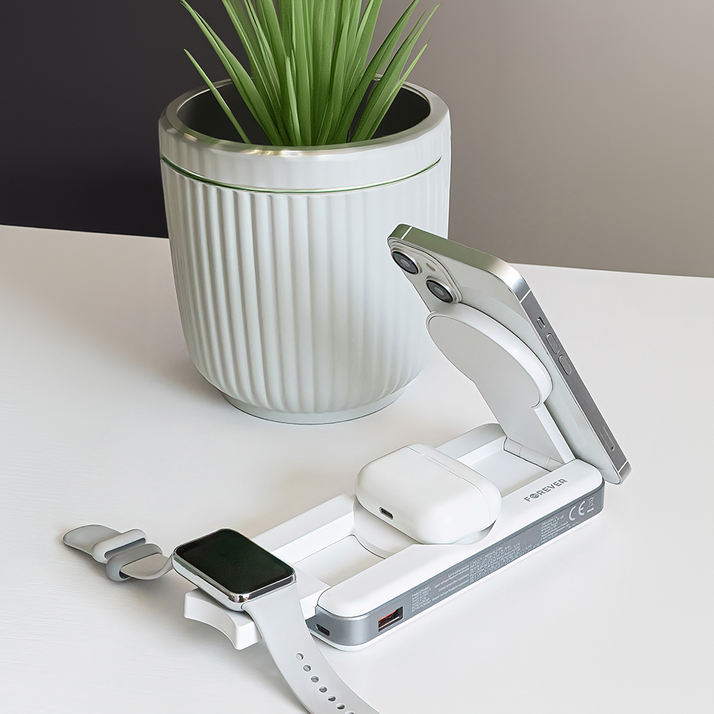 Forever power bank bezprzewodowy MATB-300 10000 mAh 3w1 biały - obrazek 6