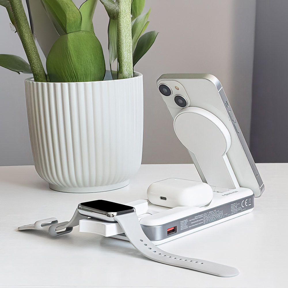 Forever power bank bezprzewodowy MATB-300 10000 mAh 3w1 biały - obrazek 7