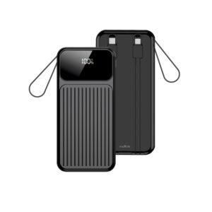 Maxlife power bank z wbudowanymi kablami MXPB-06 PD QC 22,5W 10000 mAh czarny
