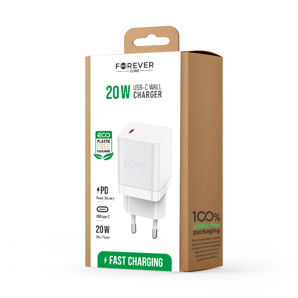 Forever CORE ładowarka sieciowa PD SMART 1x USB-C 20W biała - obrazek 3