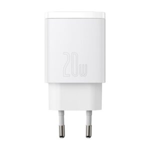 Baseus ładowarka sieciowa Compact PD 20W 1x USB-C 1x USB biała