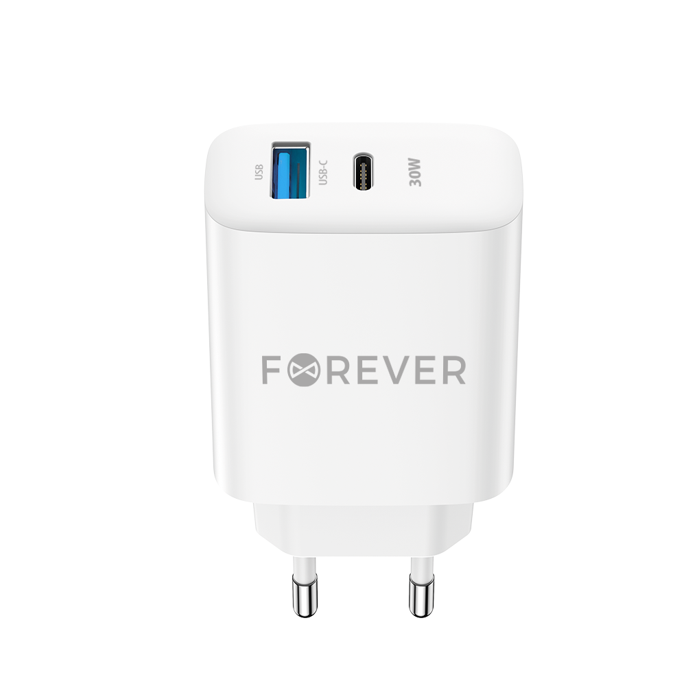 Forever ładowarka sieciowa PD QC TC-07-30AC 1x USB-C 1x USB 30W biała - obrazek 3