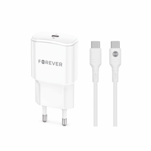Forever ładowarka sieciowa PD QC TC-01-20C 1x USB-C 20W biała + kabel USB-C - USB-C 20W