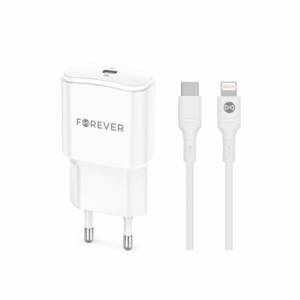 Forever ładowarka sieciowa PD QC TC-01-20C 1x USB-C 20W biała + kabel USB-C - Lightning 20W