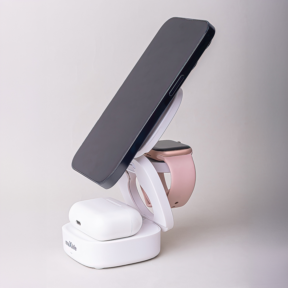 Maxlife ładowarka bezprzewodowa magnetyczna MXWC-06 15W biała 3w1 - obrazek 6