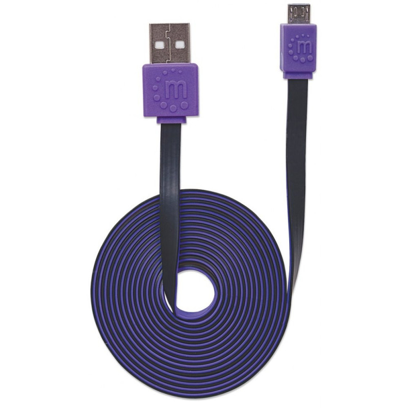 Kabel USB 2.0 USB-A na USB-MicroB M/M płaski 1m - obrazek 4