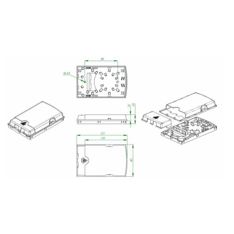 Gniazdo klienckie FTTH wewnętrzne na 2 adaptery - obrazek 3