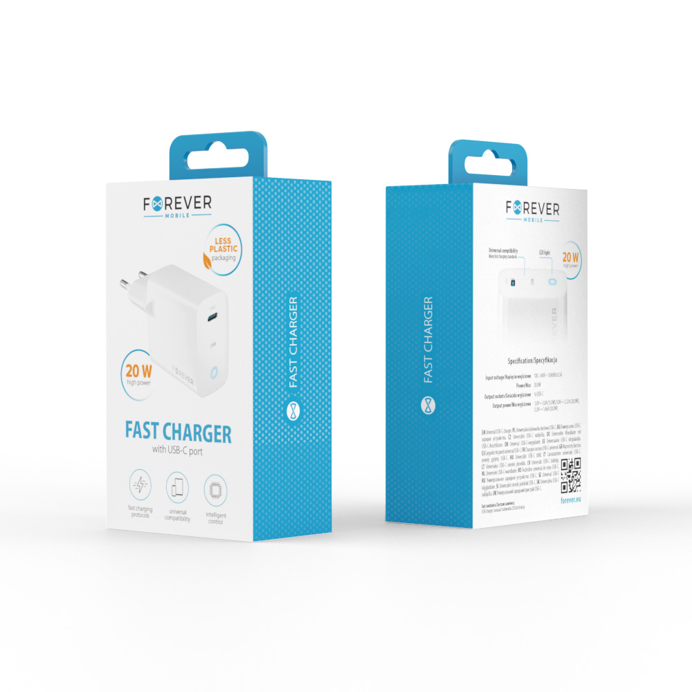 Forever ładowarka sieciowa PD QC TC-06-20C 1x USB-C 20W biała - obrazek 7