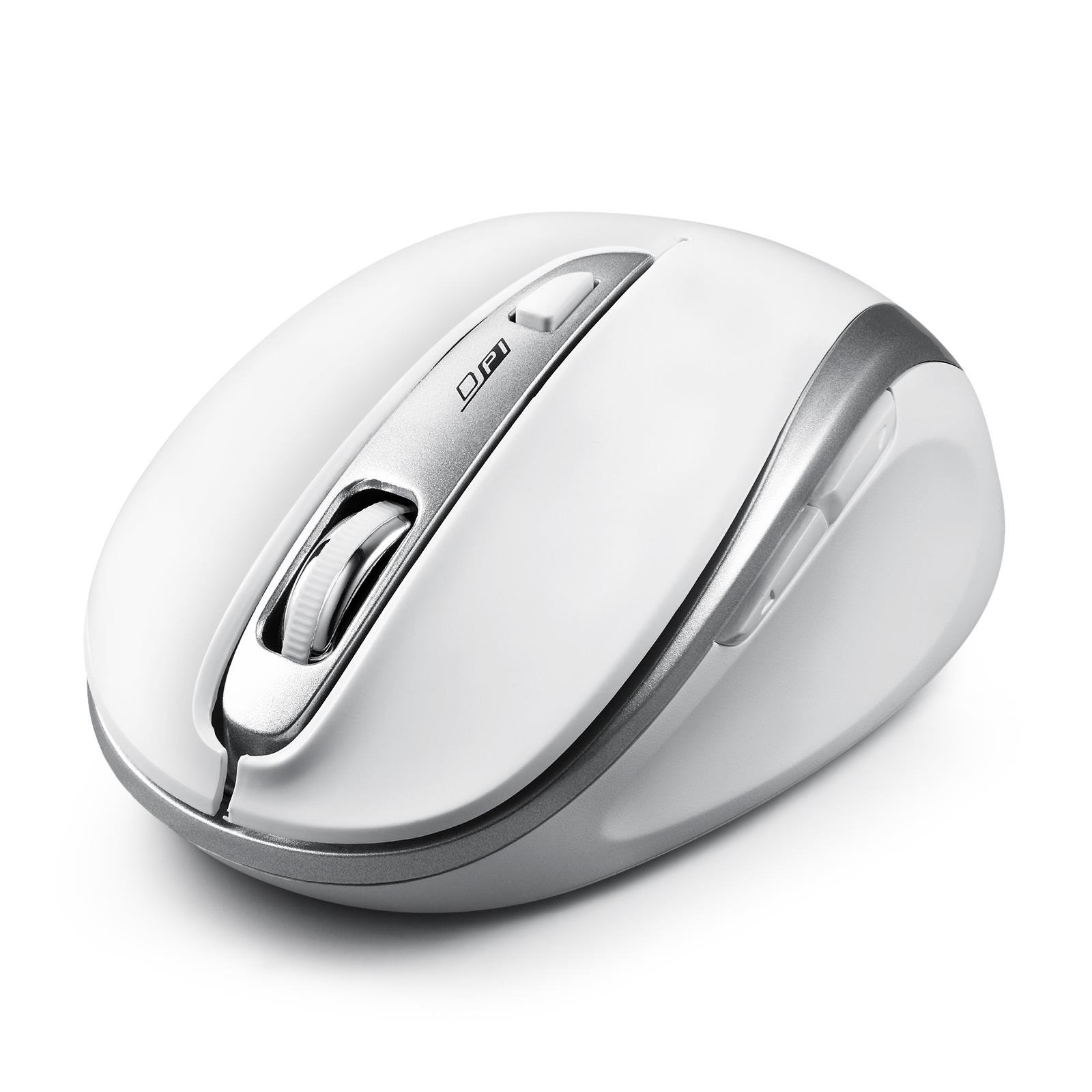 Mysz bezprzewodowa Perixx PERIMICE-721 optyczna 1600dpi 2.4 GHz, biało-srebrna, silent, cicha, bezklikowa - obrazek 2