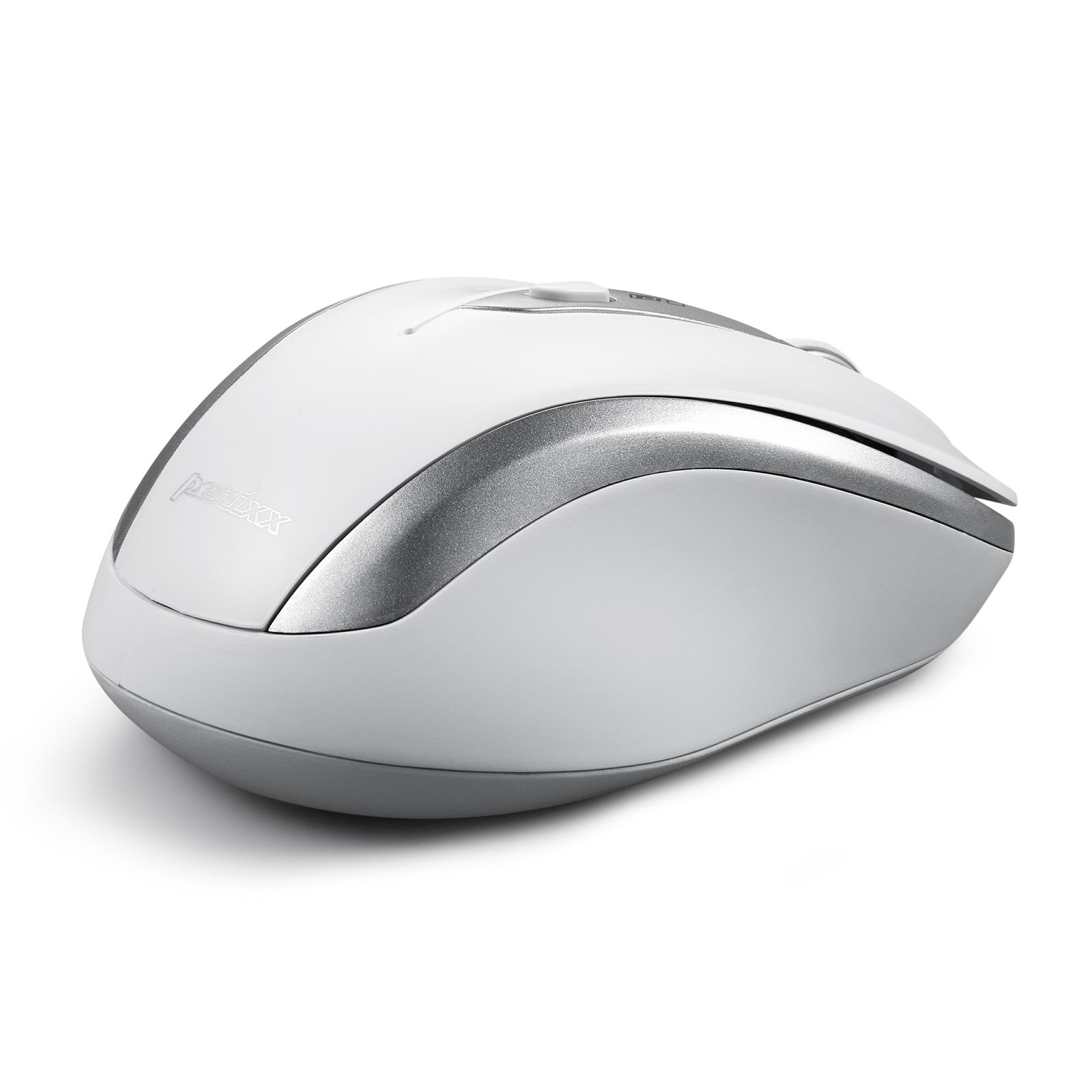 Mysz bezprzewodowa Perixx PERIMICE-721 optyczna 1600dpi 2.4 GHz, biało-srebrna, silent, cicha, bezklikowa - obrazek 3