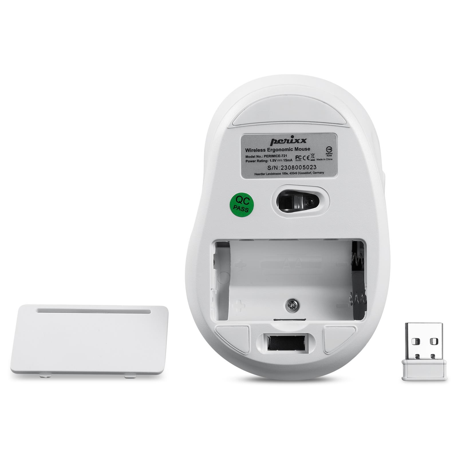 Mysz bezprzewodowa Perixx PERIMICE-721 optyczna 1600dpi 2.4 GHz, biało-srebrna, silent, cicha, bezklikowa - obrazek 4