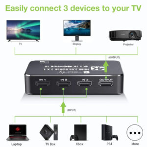 Przełącznik switch HDMI 2.0b 3x1 4K60Hz z pilotem