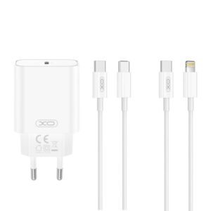 XO ładowarka sieciowa CE32 PD 20W 1x USB-C biała + kabel USB-C - Lightning
