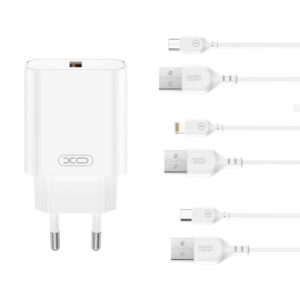 XO ładowarka sieciowa CE33 QC 18W 1x USB biała + kabel Lightning