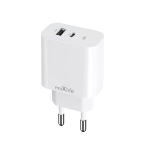 Maxlife ładowarka sieciowa PD QC MXTC-06-25AC 1x USB-C 1x USB 25W biała