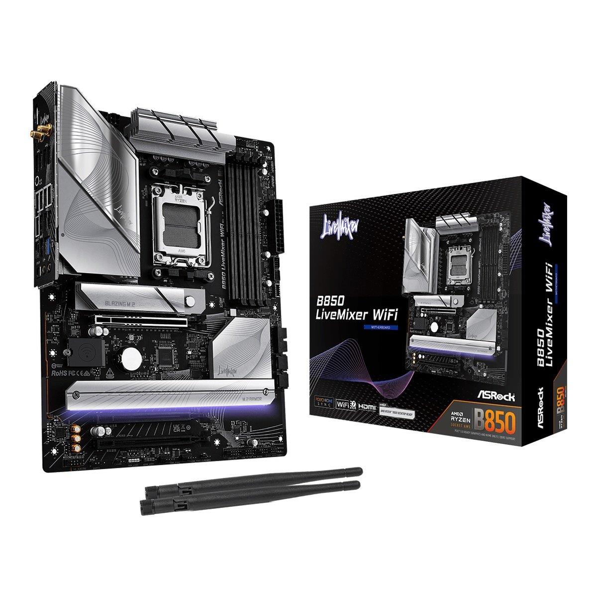 Płyta ASrock B850 LiveMixer WiFi /AMD B850/DDR5/SATA3/M.2/USB3.2/WiFi/BT/PCIe5.0/AM5/ATX - obrazek 5
