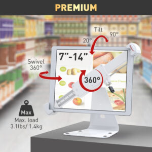 Stojak uchwyt do tabletu 7-14" z zamkiem obrotowy biurkowy