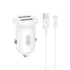 XO ładowarka samochodowa CC67 12W 2x USB czarna + kabel USB - USB-C